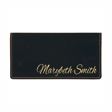 Load image into Gallery viewer, Personalized Checkbook Cover, Leather Check Wallet, Engraved Checkbook Holder, Gift for woman, Custom Checkbook Case, Gift for her