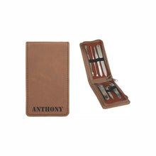 Load image into Gallery viewer, Personalized Manicure set, Faux Leather Manicure Set, Birthday Gift for Him, Unique Gifts for Men, Groomsmen Gift Ideas for Men, Travel case