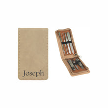 Load image into Gallery viewer, Personalized Manicure set, Faux Leather Manicure Set, Birthday Gift for Him, Unique Gifts for Men, Groomsmen Gift Ideas for Men, Travel case