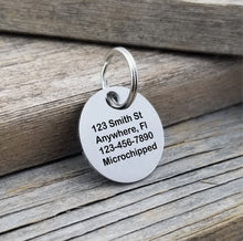 Load image into Gallery viewer, Personalized Pet Tag, Dog Tag, Cat Tag, Pet Id Tag, Custom Pet Tag, Cat collar tag, Dog name tag, Cat id tag,  Dog collar, Engraved tag,
