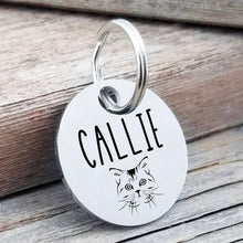 Load image into Gallery viewer, Personalized Cat ID Tag Small Pet Tag, Engraved Pet Tags Cat Lover Gift,  Rose Pet Id Kitty Tag • Cat Tag Small Id Tag Name Number Address