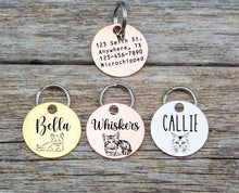 Load image into Gallery viewer, Personalized Cat ID Tag Small Pet Tag, Engraved Pet Tags Cat Lover Gift,  Rose Pet Id Kitty Tag • Cat Tag Small Id Tag Name Number Address