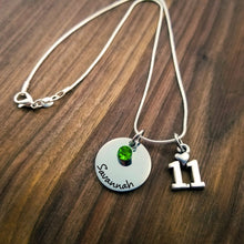 Load image into Gallery viewer, 11th Birthday Necklace,  Name Necklace with Birthstone
