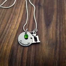 Load image into Gallery viewer, 11th Birthday Necklace,  Name Necklace with Birthstone