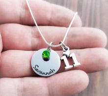 Load image into Gallery viewer, 11th Birthday Necklace,  Name Necklace with Birthstone
