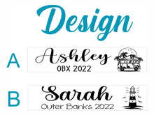 Load image into Gallery viewer, OBX Skinny Tumbler with straw, Girls Trip, Outer Banks, Summer Trip, Custom Skinny Tumbler, Beach Trip, Vacation, Light house Tumbler