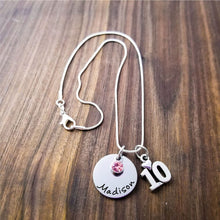 Load image into Gallery viewer, 10th Birthday Necklace,  Name Necklace with Birthstone
