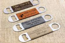 Load image into Gallery viewer, 3rd Anniversary gift for him, Personalized Leather Bottle Opener