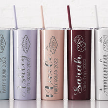 Load image into Gallery viewer, Vegas Skinny Tumbler with straw, Girls Trip, Las Vegas, Bachelorette Trip, Custom Skinny Tumbler, Vegas Trip, Vacation