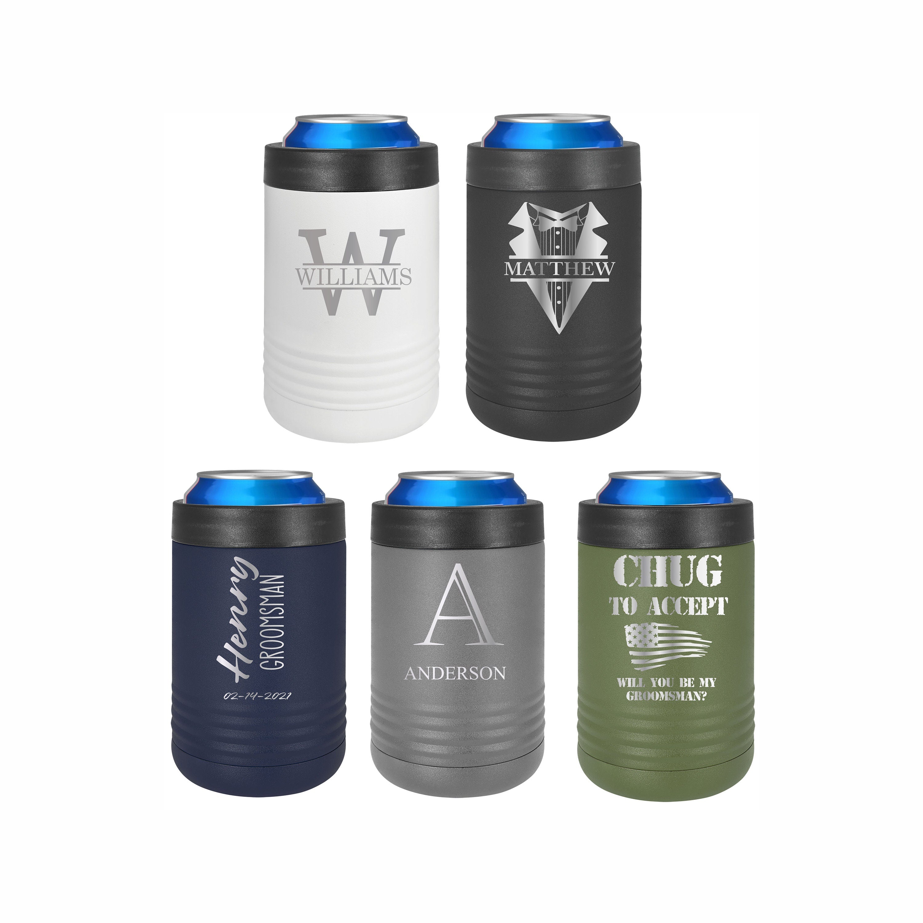 Groomsmen Gifts Personalized Can Cooler Engraved Stocking Stuffer Cust –  UrWeddingGifts