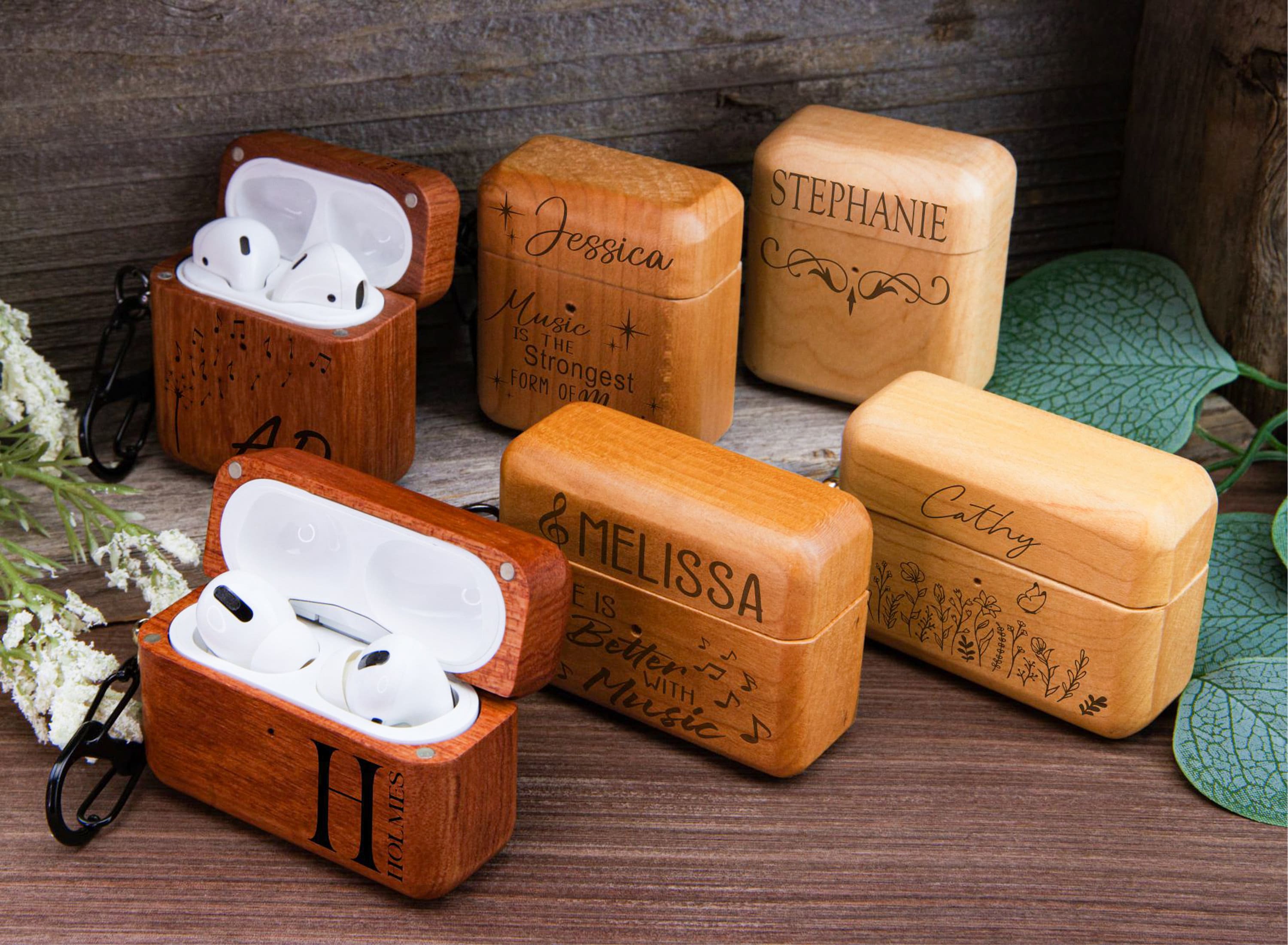 Headphone Wood Case Personalized Engraved Wood Case Airpods 