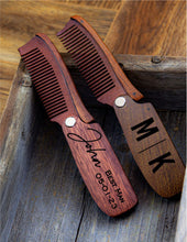 Load image into Gallery viewer, Mens Beard Comb, Groomsmen Gifts for Him Boyfriend, Husband Birthday Gifts, Personalized Fold Beard Comb, Groomsman Gift, Beard Gifts