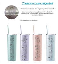 Load image into Gallery viewer, Vegas Skinny Tumbler with straw, Girls Trip, Las Vegas, Bachelorette Trip, Custom Skinny Tumbler, Vegas Trip, Vacation