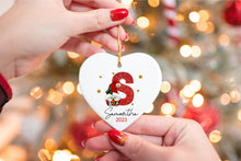 Load image into Gallery viewer, Custom Initial Ornament - Letter Name Ornament - 2023 Family Ornament - Personalized Gnome Heart Christmas gift, Family Keepsake, Monogram