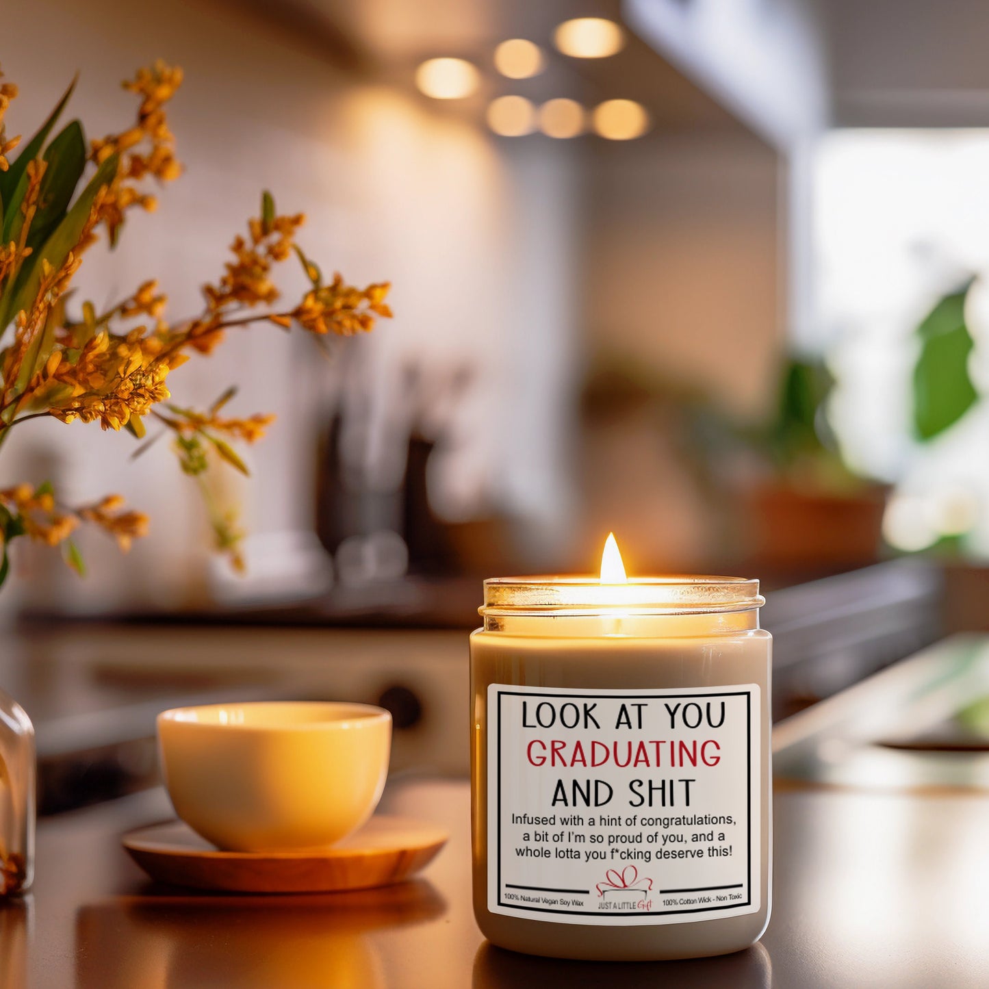 Graduation Gift, College Graduation Gift, High School Graduation, Nursing School Grad, Funny Grad Candle, Look at You Graduating and Shit