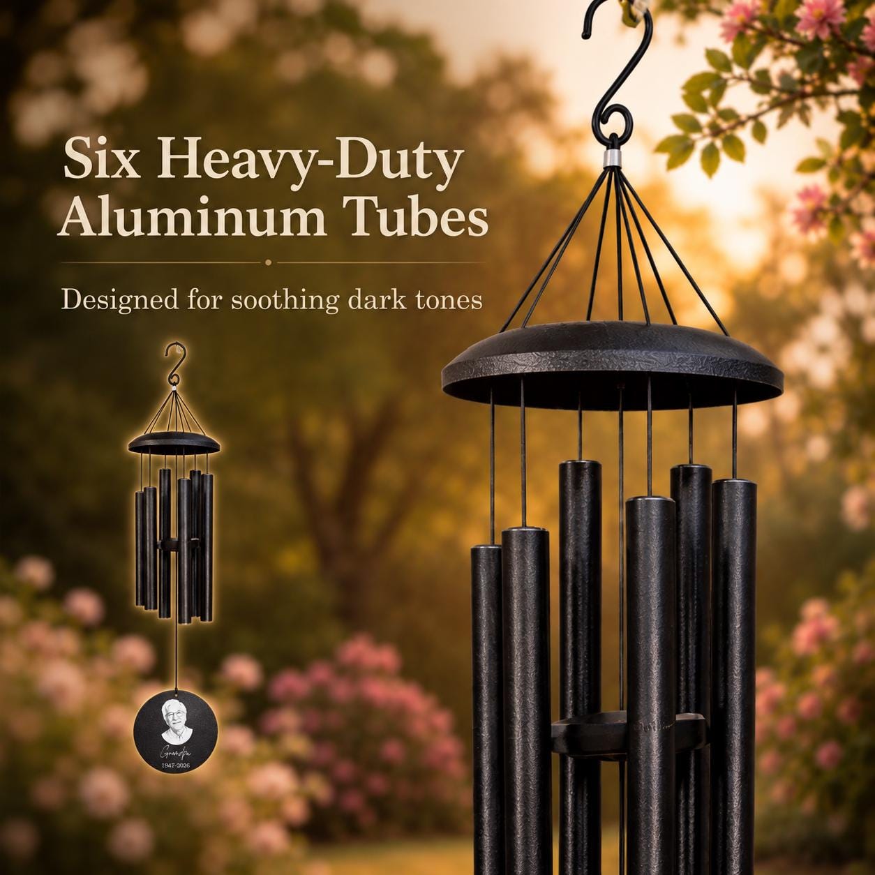Personalized Memorial Wind Chime with Photo | Custom Sympathy & Remembrance Gift | Loss of Loved One