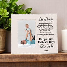 Load image into Gallery viewer, Personalized First Father’s Day Picture Frame – New Dad Gift from Baby – Custom Keepsake for Daddy’s 1st Father’s Day 2025

