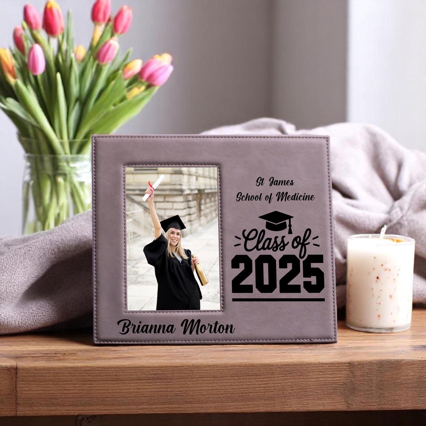 Personalized Graduation Frame – Custom Class of 2025 Picture Frame for Preschool, High School, or College – Graduate Name & School Gift