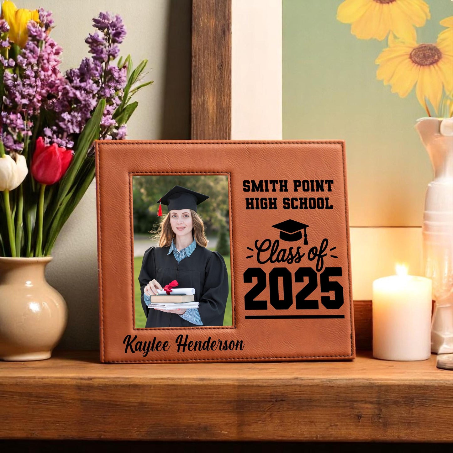 Personalized Graduation Frame – Custom Class of 2025 Picture Frame for Preschool, High School, or College – Graduate Name & School Gift