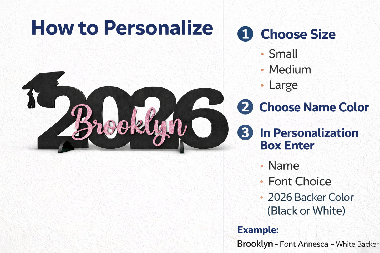 Personalized Graduation Sign Class of 2026 with Name | Senior Photo Prop