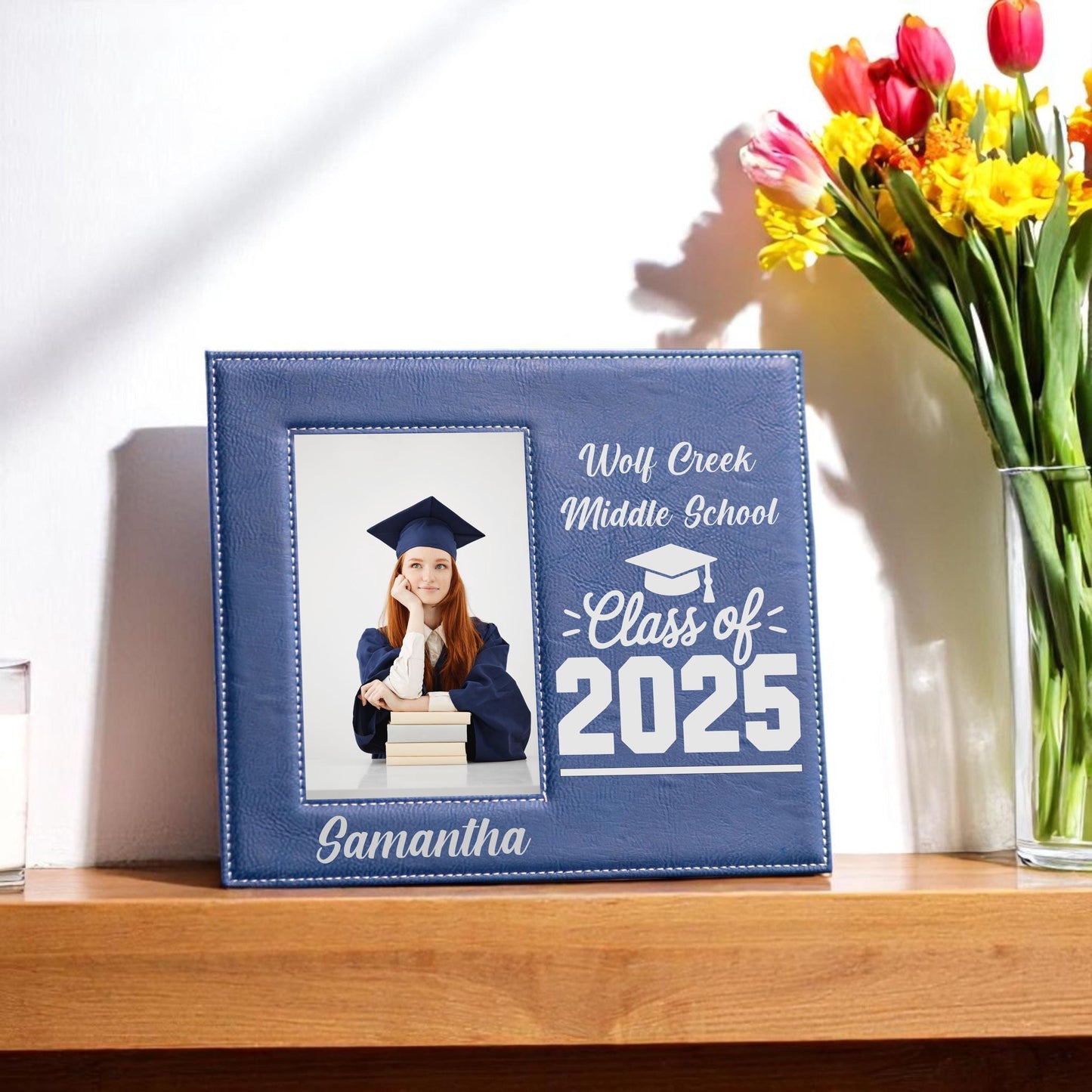 Personalized Graduation Frame – Custom Class of 2025 Picture Frame for Preschool, High School, or College – Graduate Name & School Gift