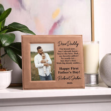 Load image into Gallery viewer, Personalized First Father’s Day Picture Frame – New Dad Gift from Baby – Custom Keepsake for Daddy’s 1st Father’s Day 2025
