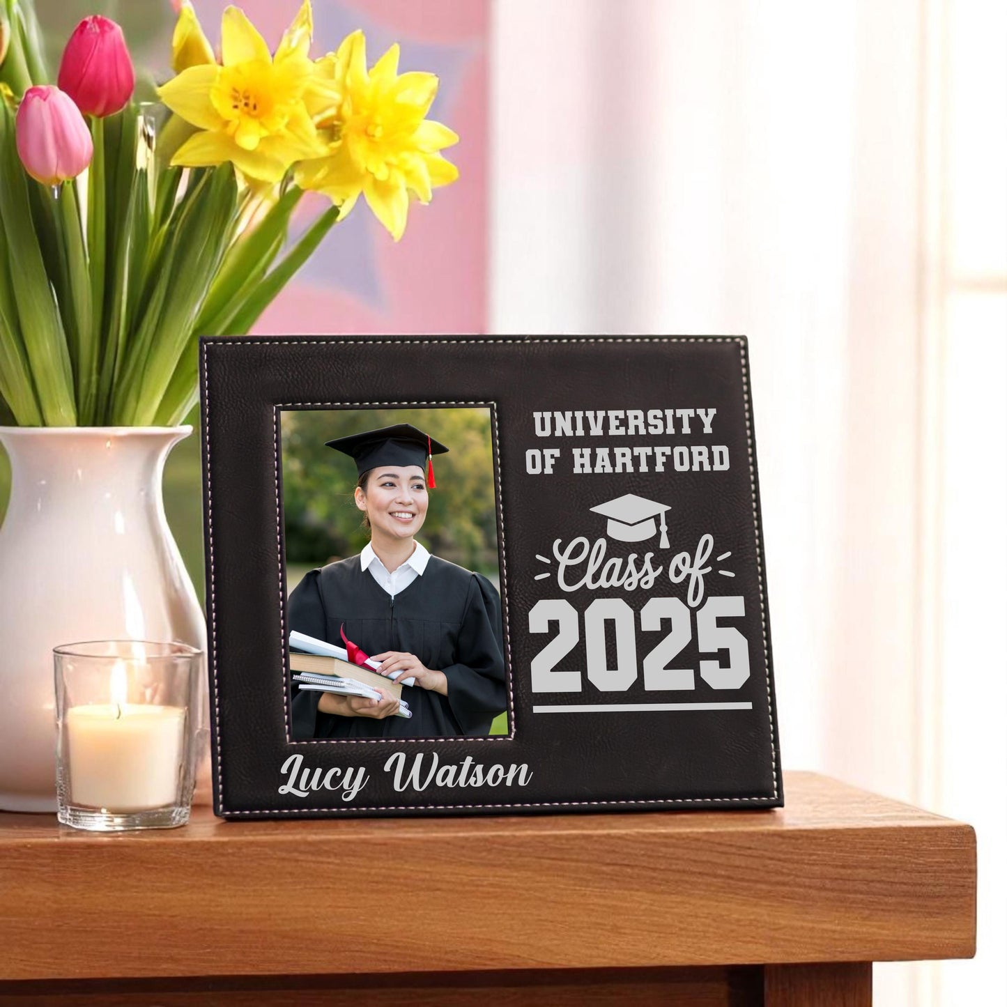 Personalized Graduation Frame – Custom Class of 2025 Picture Frame for Preschool, High School, or College – Graduate Name & School Gift