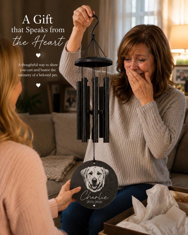 Cat Memorial Wind Chime with Photo | Personalized Cat Memorial Gift | Cat Loss Sympathy Gift