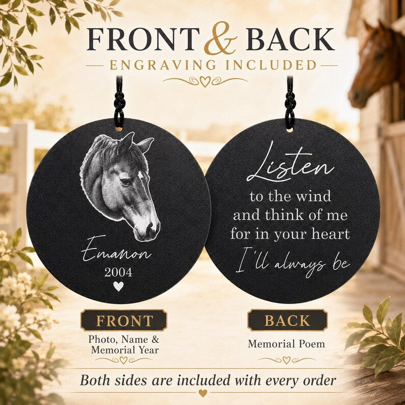 Horse Memorial Wind Chime with Photo | Personalized Horse Loss Gift | Equine Sympathy Gift