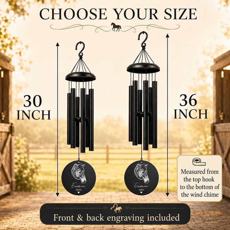 Horse Memorial Wind Chime with Photo | Personalized Horse Loss Gift | Equine Sympathy Gift