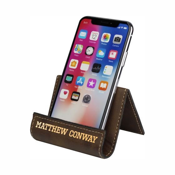 Personalized Leather Phone Stand - color and style options