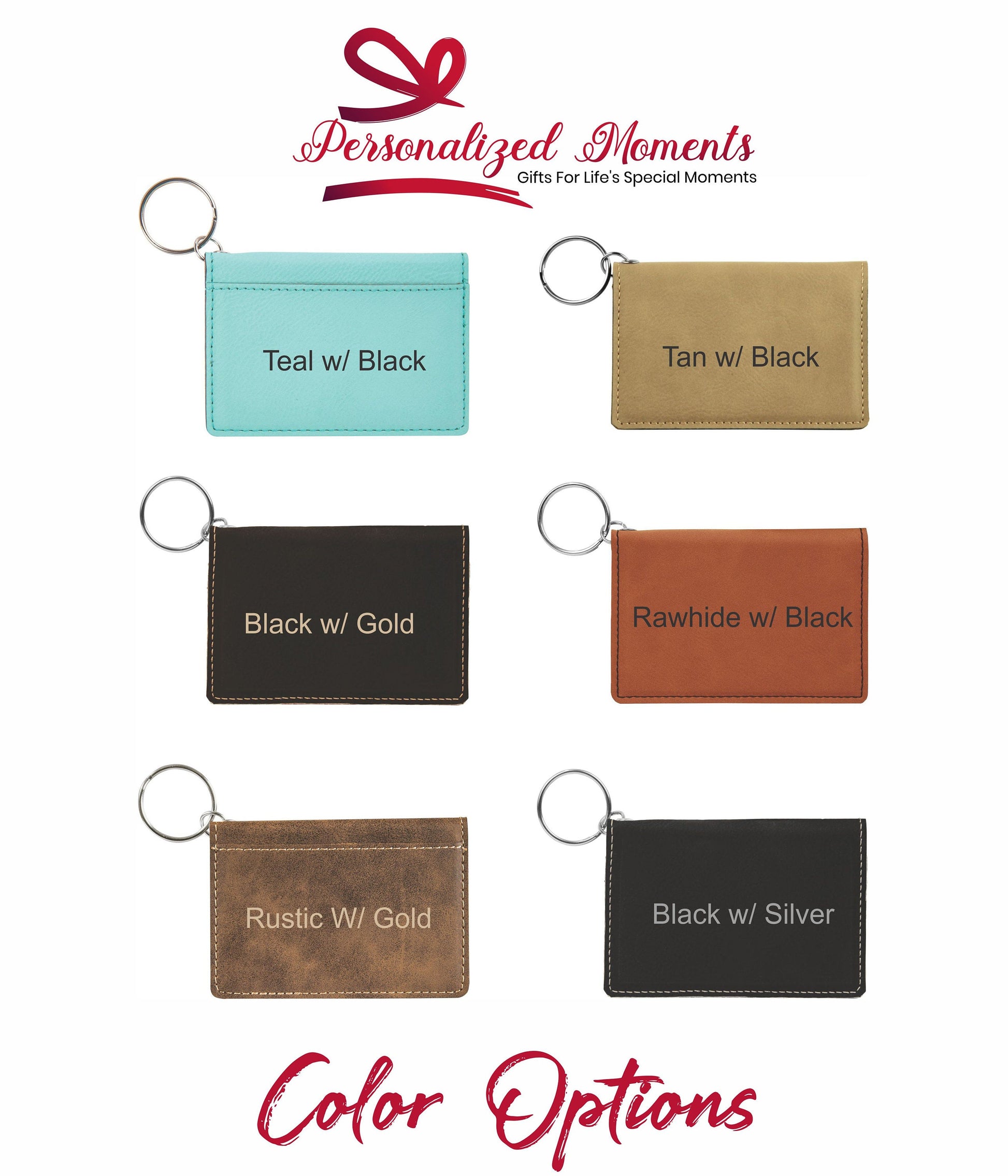 Personalized Keychain Wallet - close-up of the custom engraving