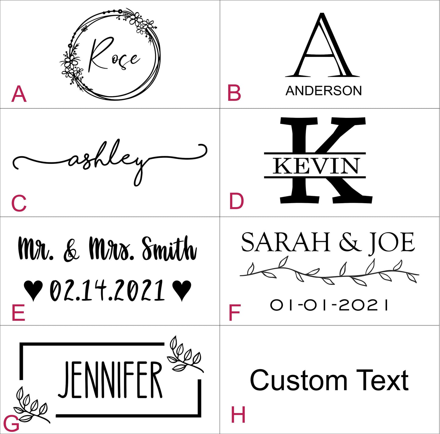 Wedding Flash Drive - close-up of the custom engraving