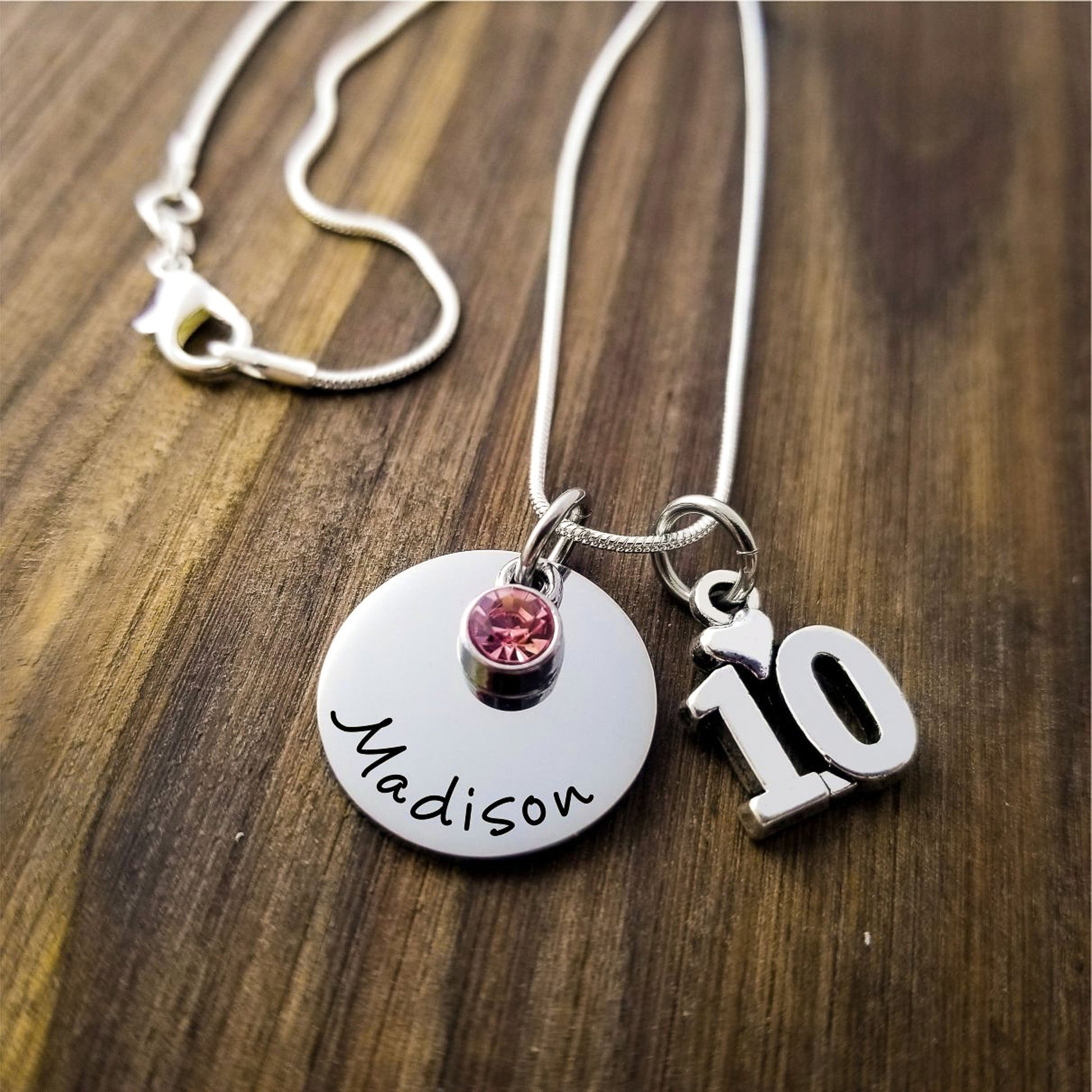 10th Birthday Necklace - personalization example