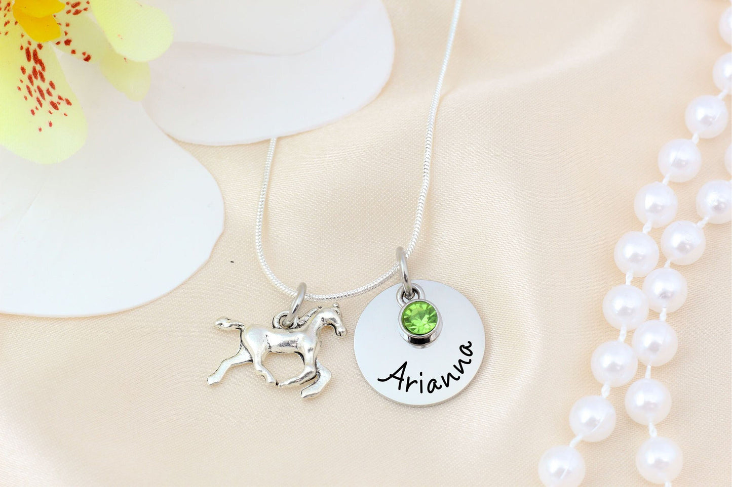 Personalized Horse Necklace with Name - personalization example