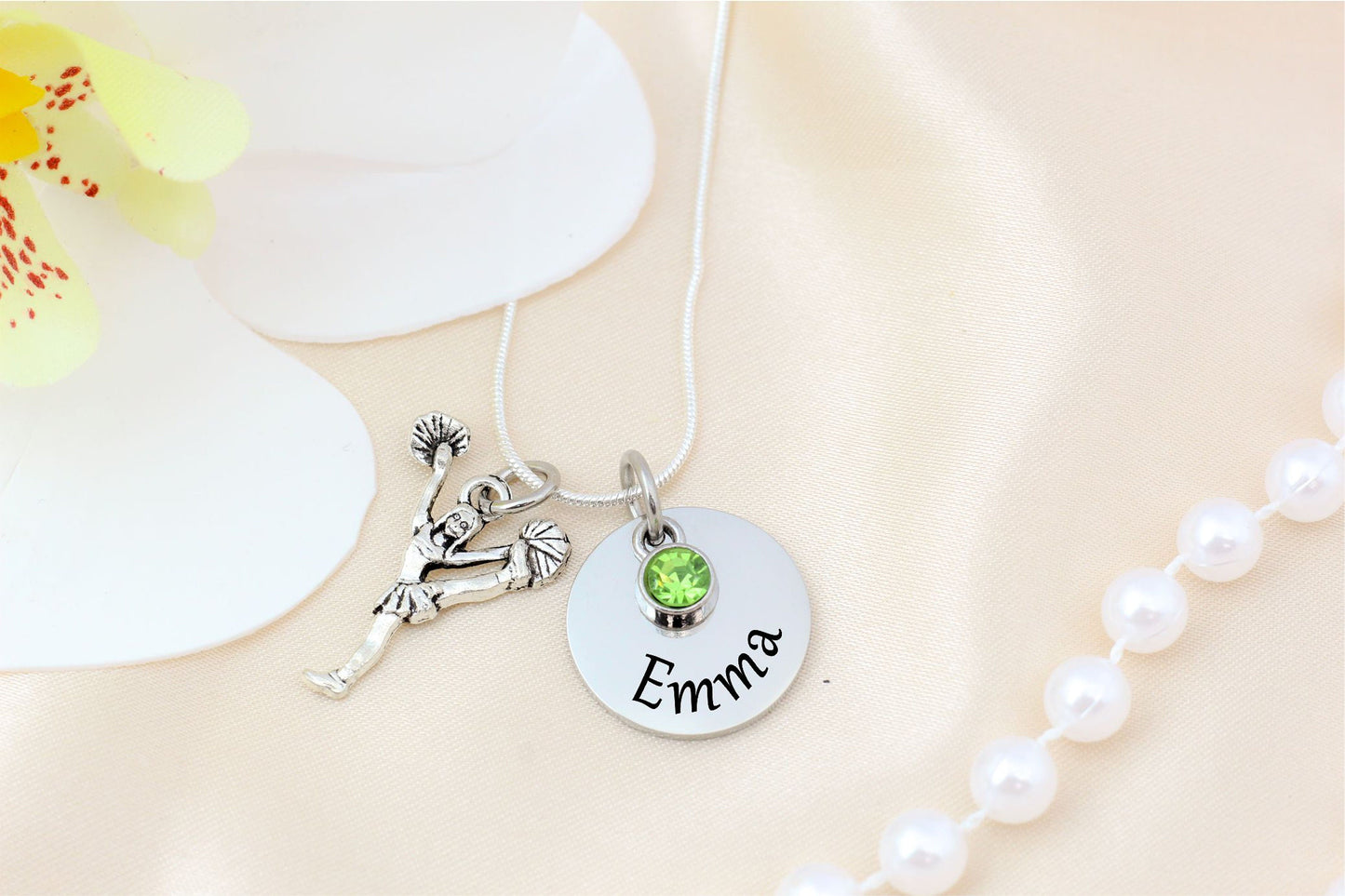 Personalized Cheerleader Necklace - color and style options