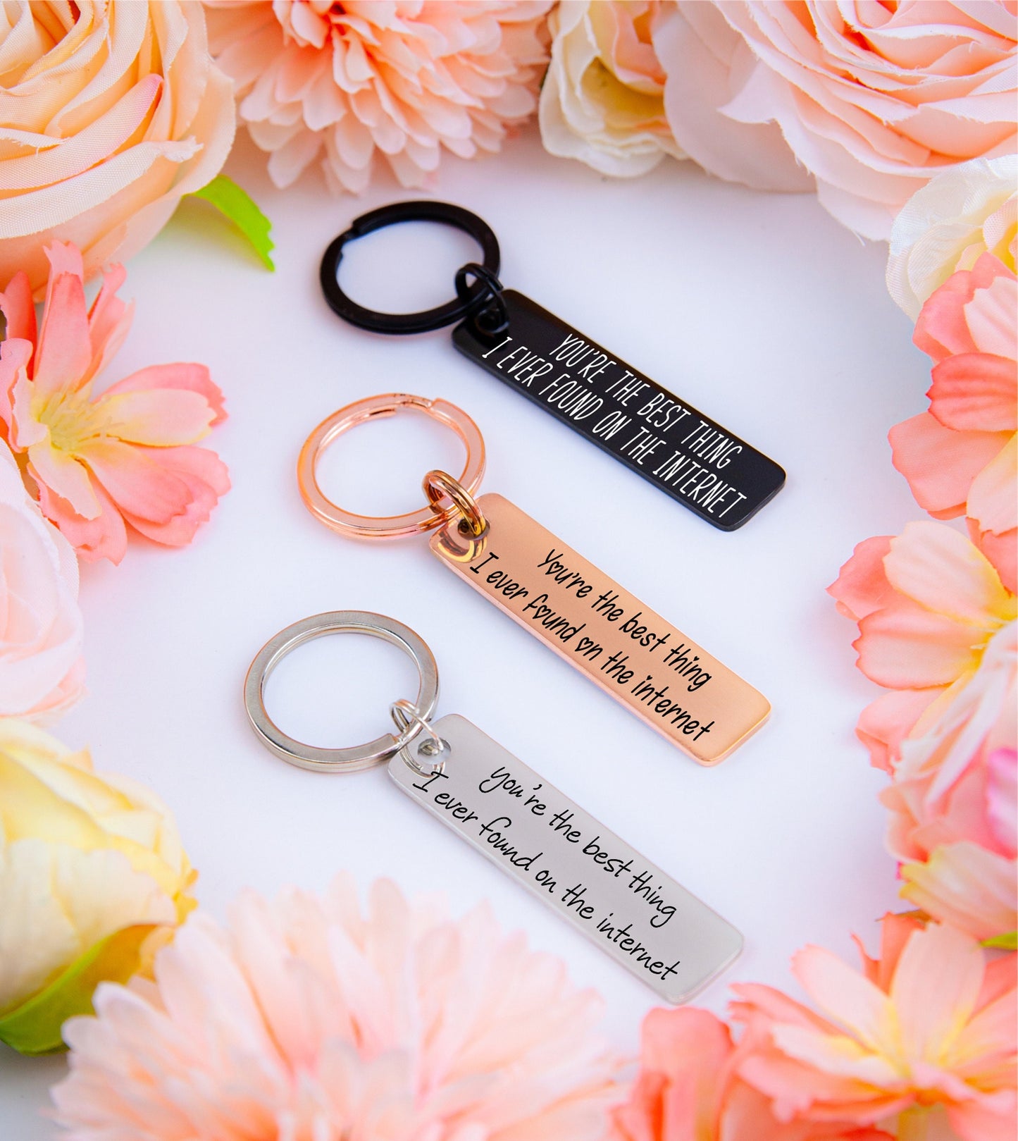 "Best Thing I Found Online" Engraved Keychain – Couples Gift - a thoughtful custom gift