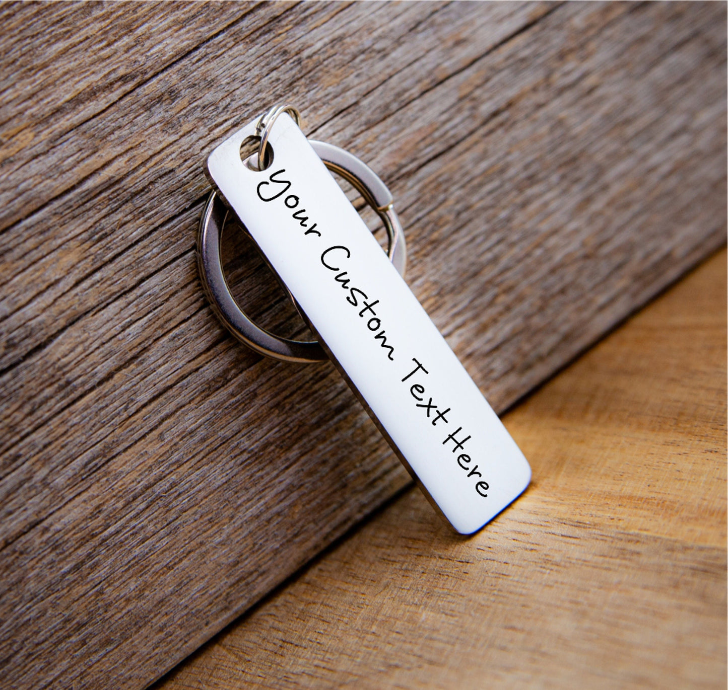 Personalized Stainless Steel Keychain: Engraved Custom Message Gift