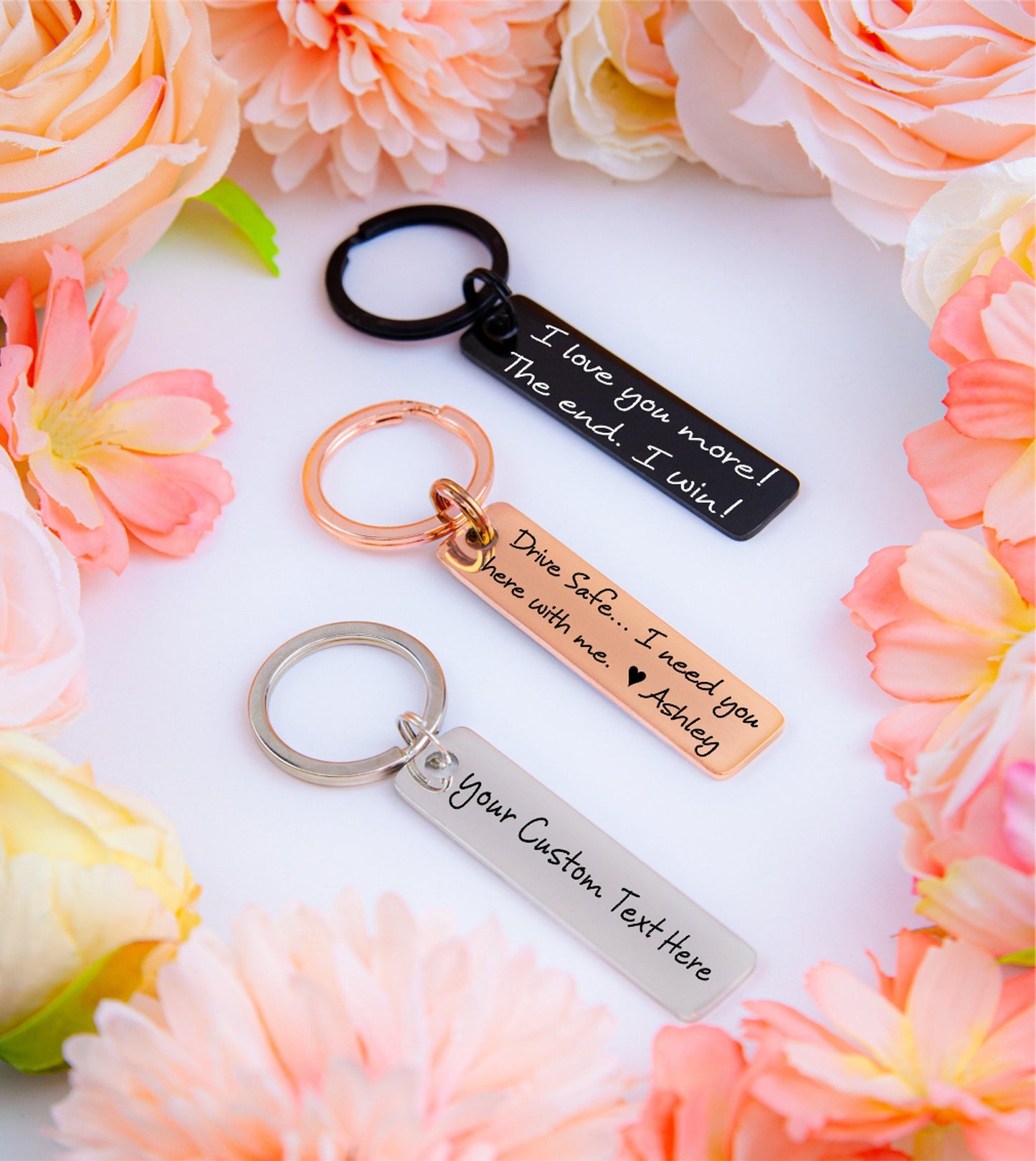 Personalized Stainless Steel Keychain: Engraved Custom Message Gift - personalized engraved gift, family-made in Long Island