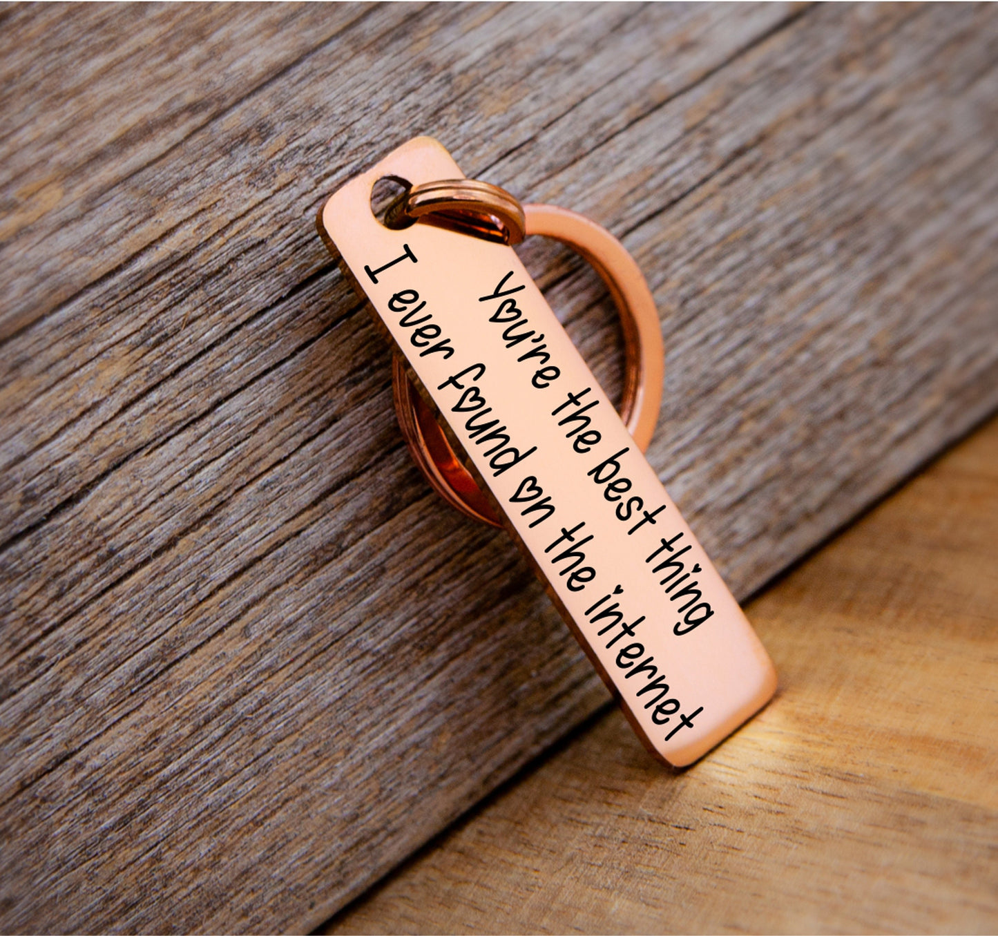 "Best Thing I Found Online" Engraved Keychain – Couples Gift - personalization example