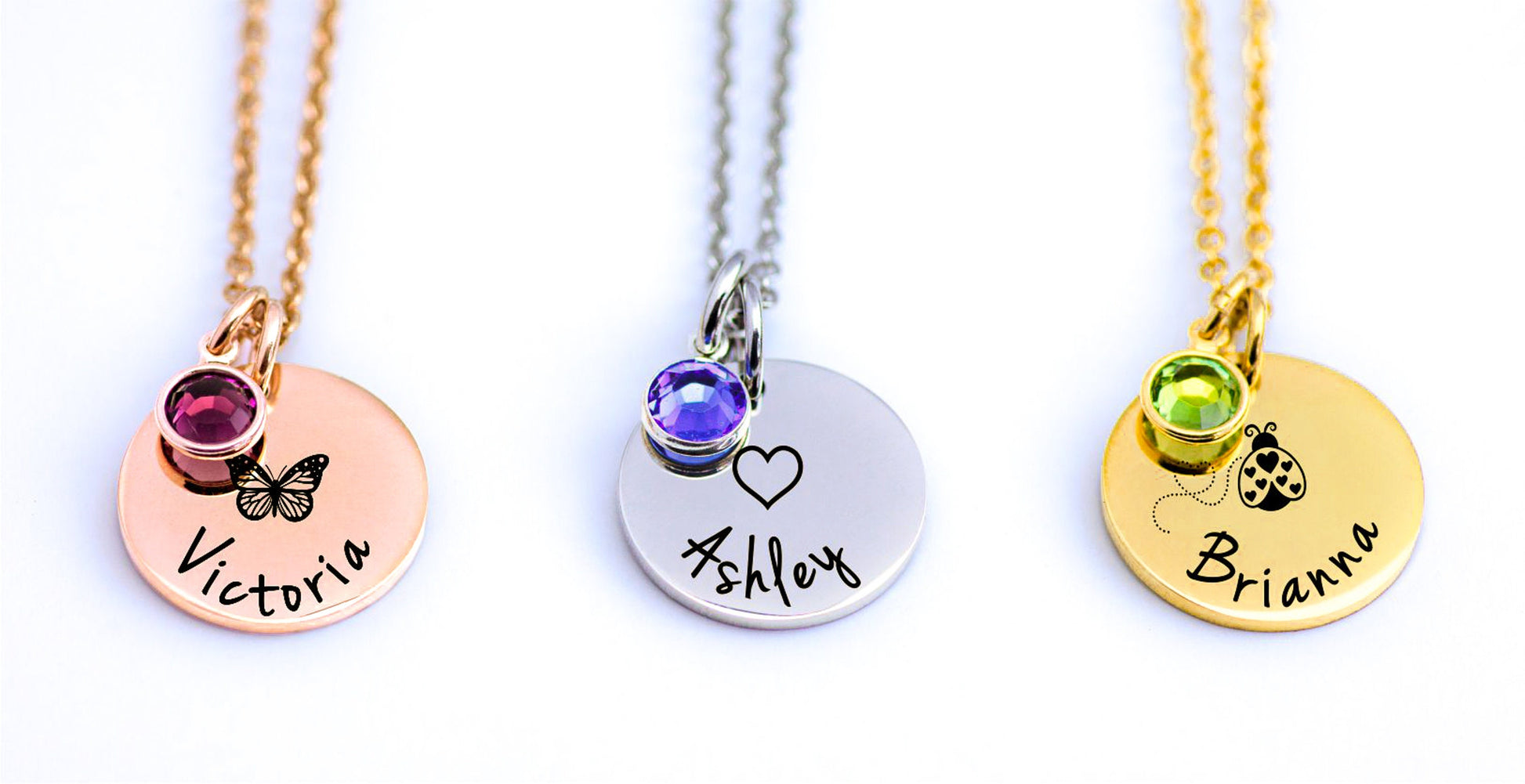 Personalized Butterfly Necklace for Girls - close-up of the custom engraving