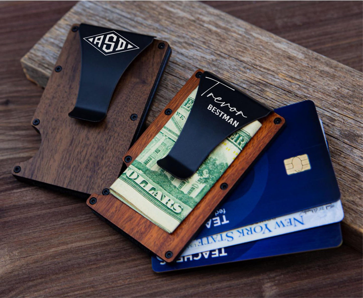 Groomsman Wallet Money Clip, Groomsmen Gifts,  Mens Personalized Card Holder,  Groomsman Gifts