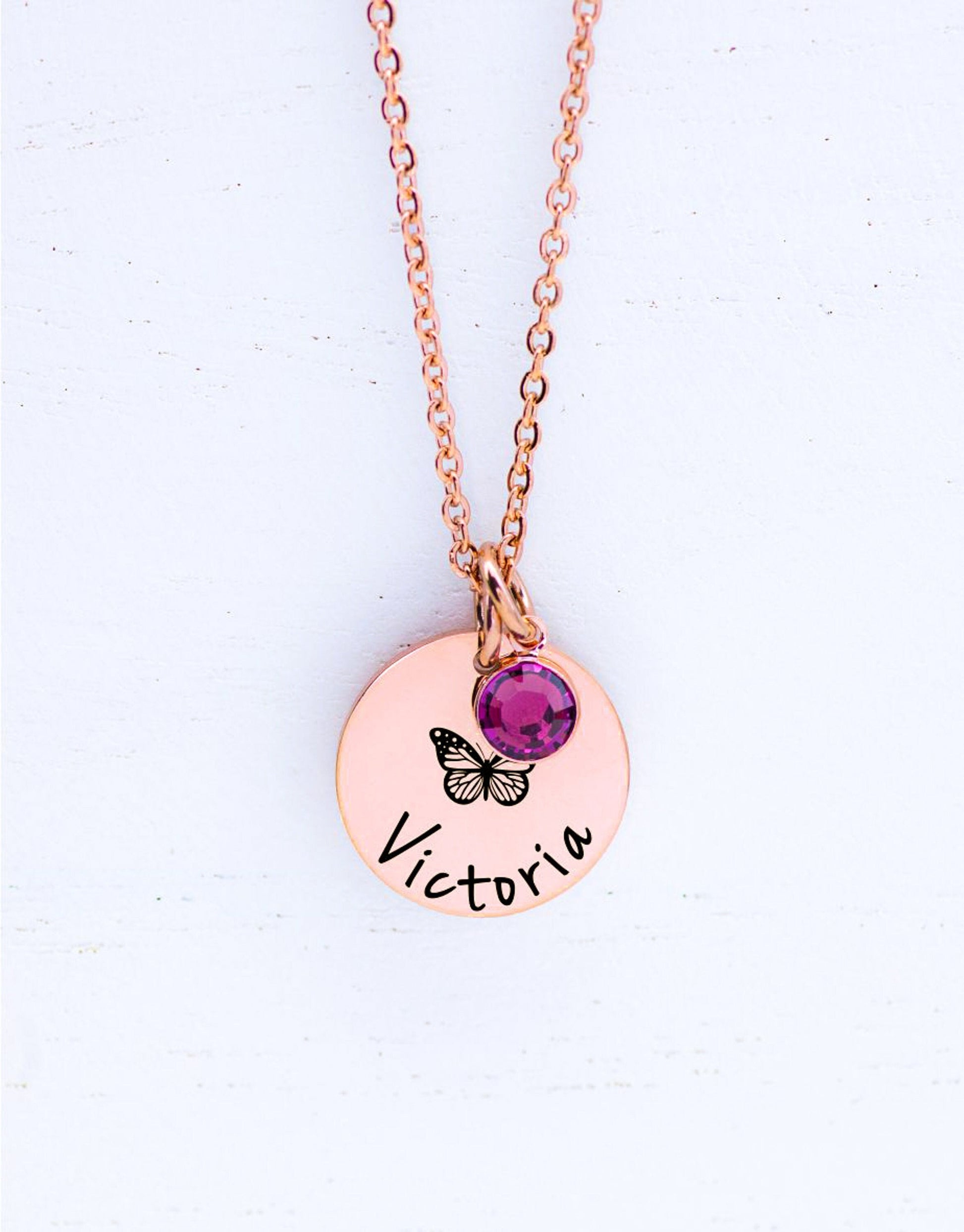 Personalized Butterfly Necklace for Girls - personalization example