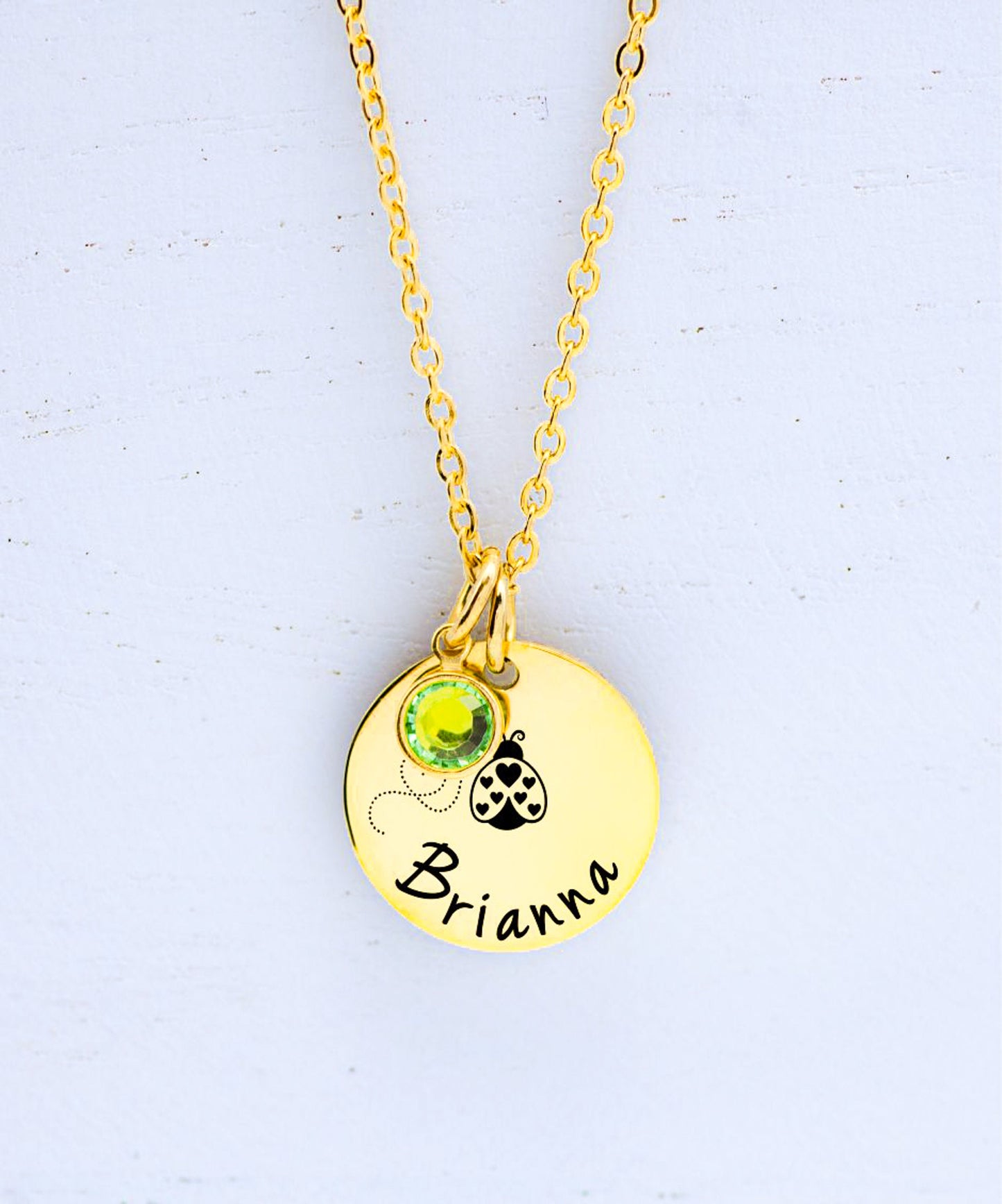 Personalized Butterfly Necklace for Girls - close-up of the custom engraving