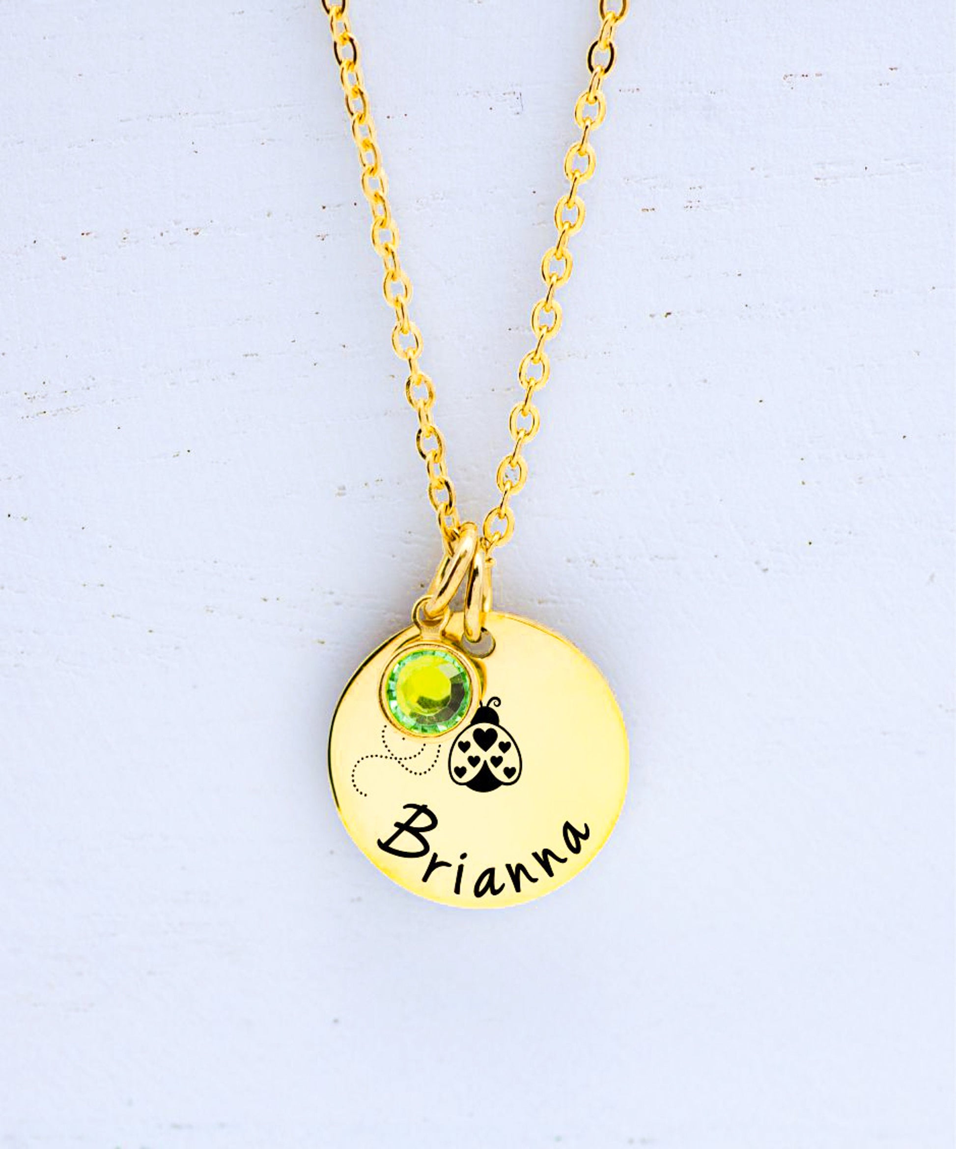Personalized Butterfly Necklace for Girls - close-up of the custom engraving