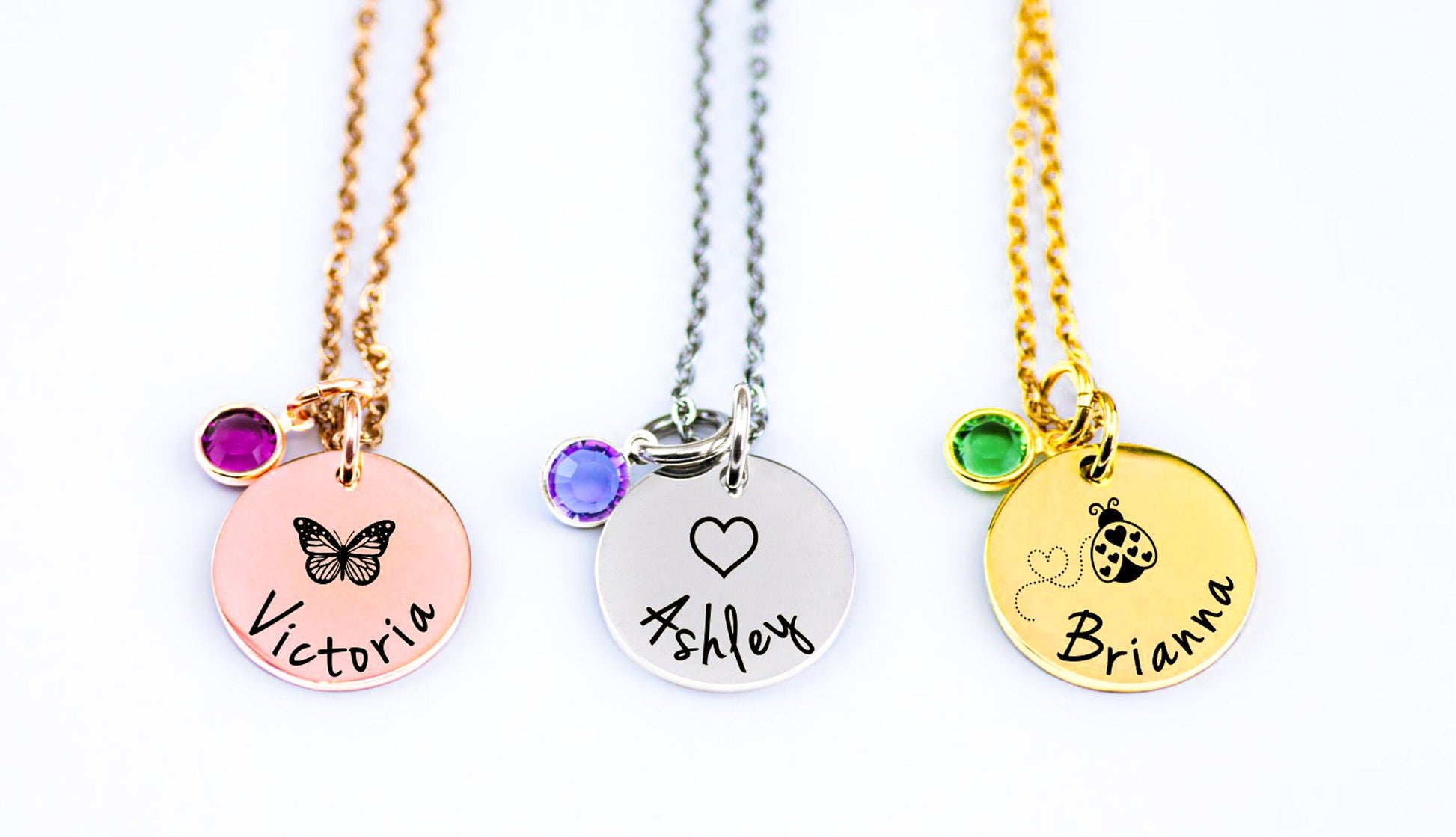Personalized Butterfly Necklace for Girls - color and style options