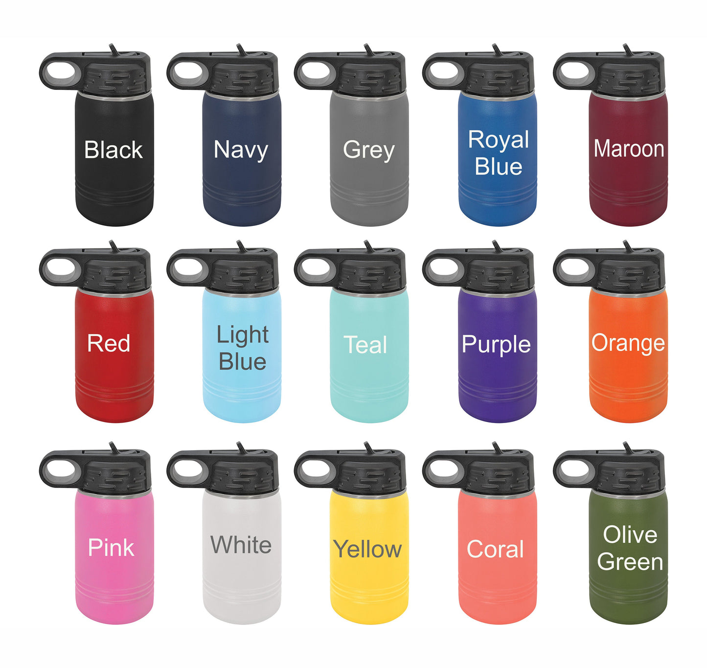 Kids Water Bottle with Name - close-up of the custom engraving