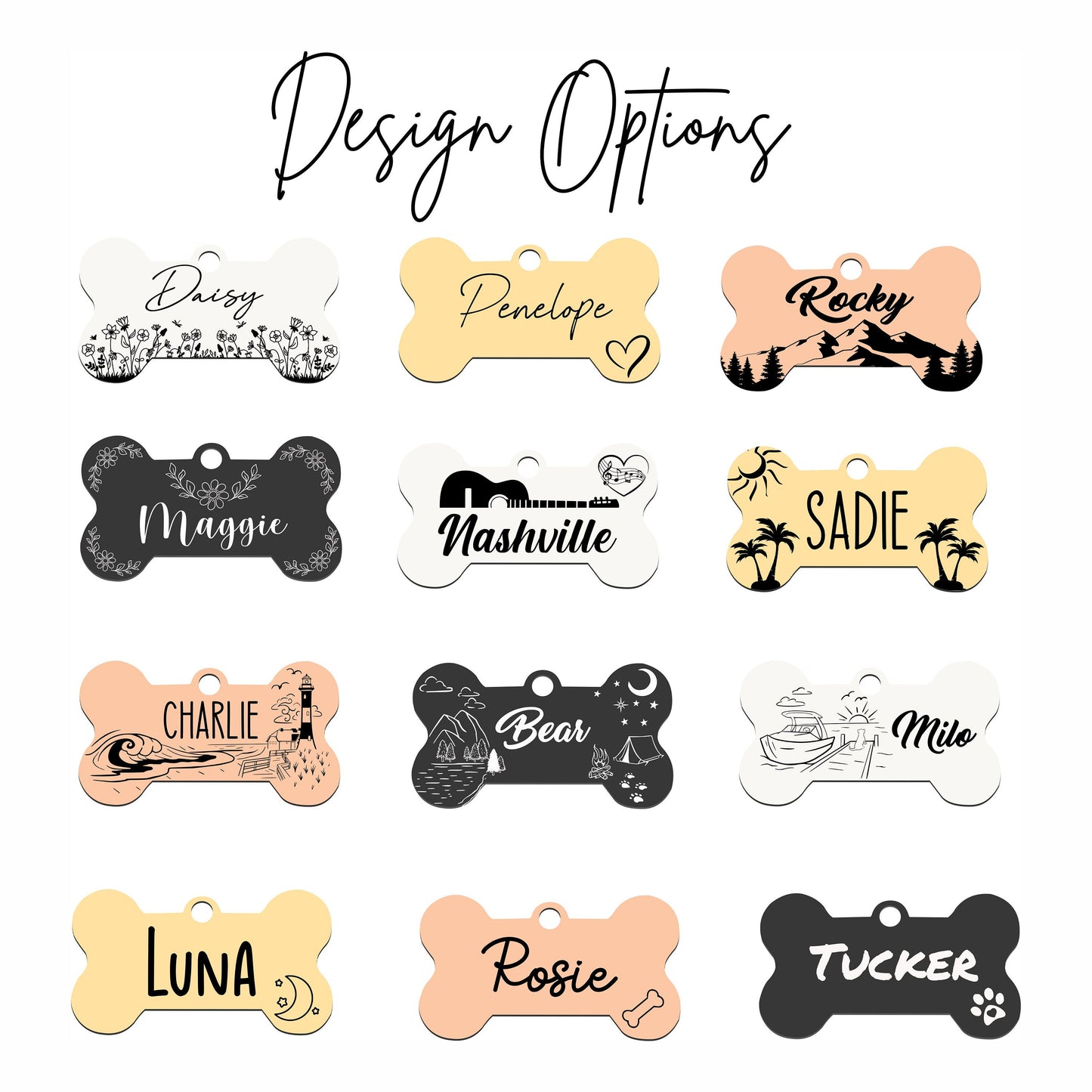 Personalized Mountain Dog Tag - close-up of the custom engraving