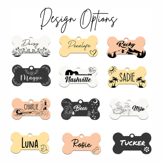 Personalized Bone Dog Tag - close-up of the custom engraving