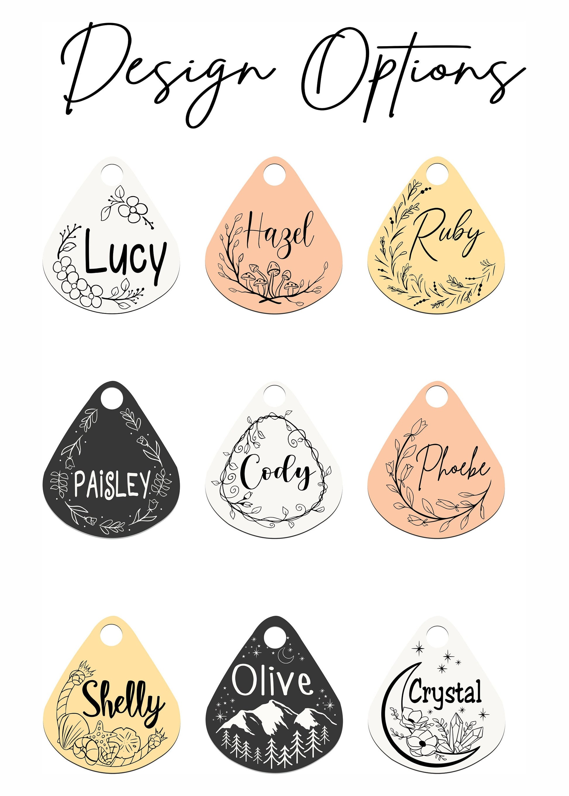 Tear Drop Pet Tag: Personalized Stainless Steel Dog & Cat ID - color and style options